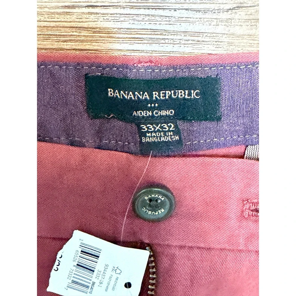 Banana Republic Aiden Chino Pants Mens Slim Fit Red Cotton Trousers Sz 33x32